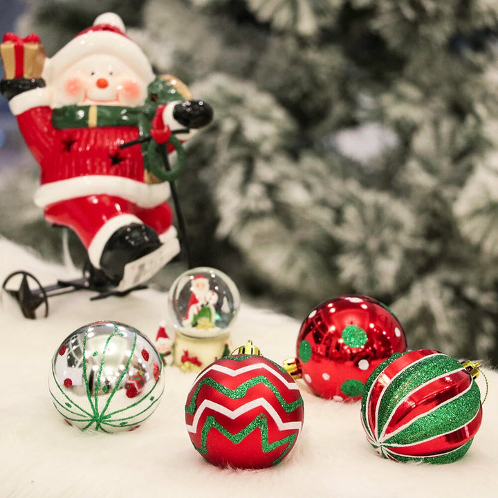 Playfully Patterned Christmas Ornament Bauble Set, 35 Round Holiday Balls Ornament Bundle OrnamentallyYou