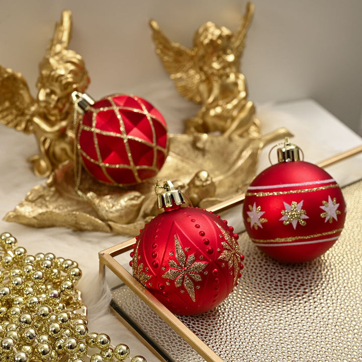 Red and Gold Unique Shatterproof Ornament Bauble Set Ornament Bundle OrnamentallyYou
