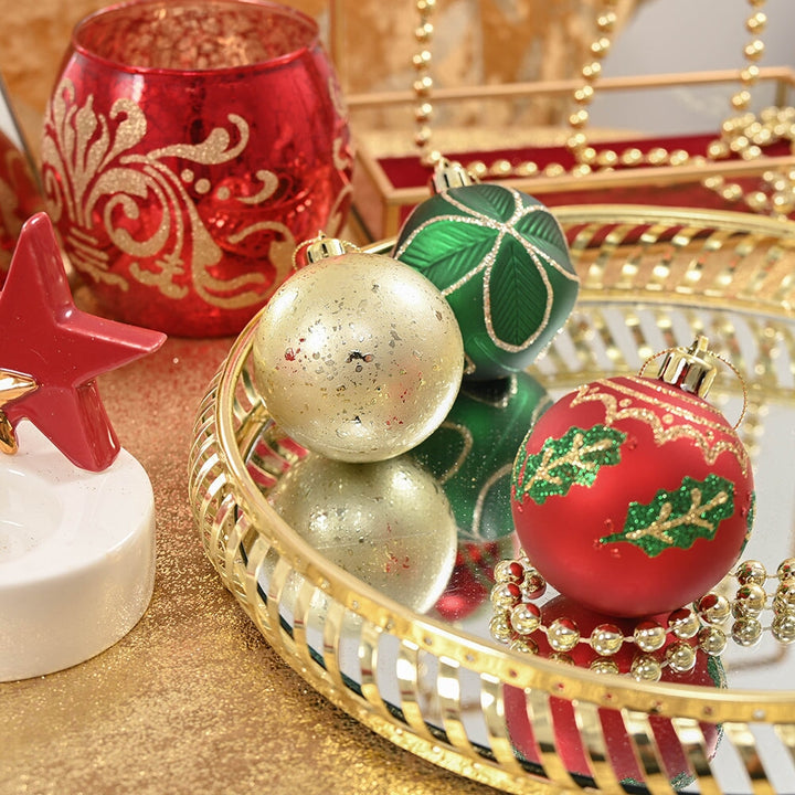 Refined Ornament Bauble Set, 24 Piece Red, Gold, and Green Glitter Christmas Bundle Ornament Bundle OrnamentallyYou