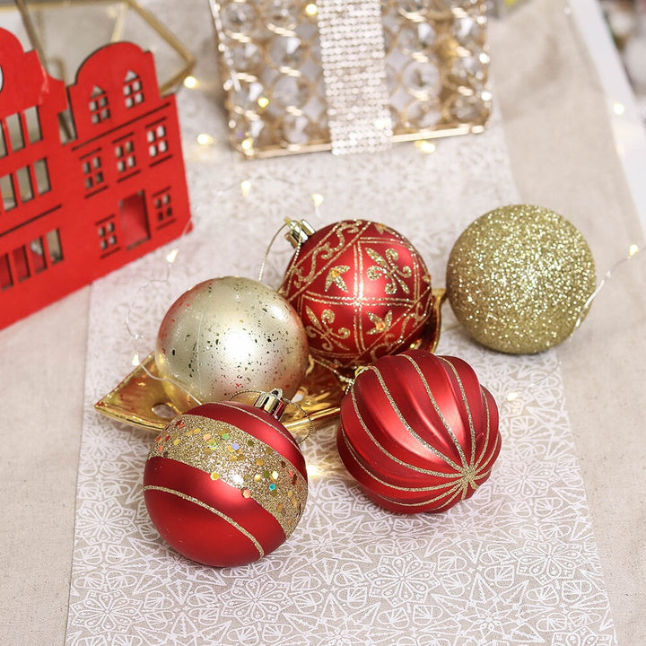 Charming Set of 35 Red and Gold Color Ornament Baubles, Christmas Tree Set Ornament Bundle OrnamentallyYou