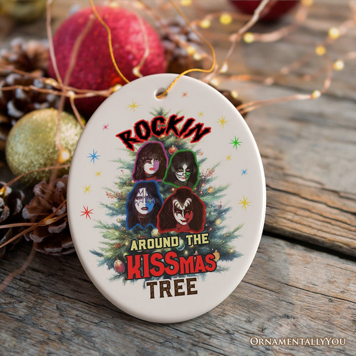 Iconic Hard Rock n Roll Guitar Christmas Ornament, Rockin Around the Christmas Tree Ceramic Ornament OrnamentallyYou