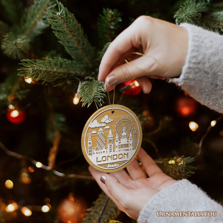 London City Unique Paper Art Themed Ceramic Christmas Ornament Ceramic Ornament OrnamentallyYou