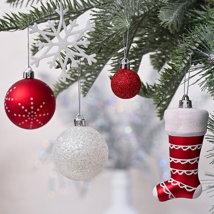 Super Santa Christmas Ornament Mega Bundle Set, Red and White Baubles, Snowman, Suit, Belt, and Snowflakes Ornament Bundle OrnamentallyYou