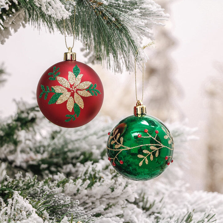 Uniquely Patterned Christmas Bauble Set, 35 Ornaments with Red, Green, and Gold Ornament Bundle OrnamentallyYou