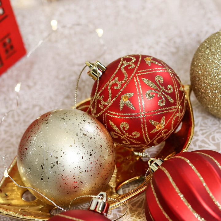 Charming Set of 35 Red and Gold Color Ornament Baubles, Christmas Tree Set Ornament Bundle OrnamentallyYou