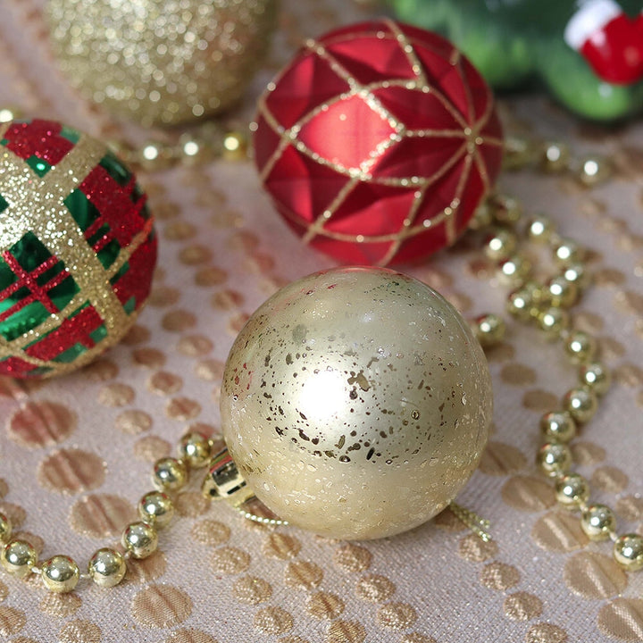 Graceful Ornament Bundle Set, Red, 30 Green and Gold Glittered Tree Baubles Ornament Bundle OrnamentallyYou