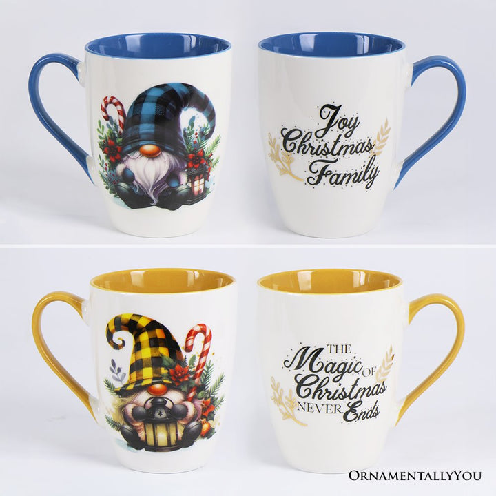 (Pre-Order) Cheerful Holiday Gnome Eclectic Ceramic Mug Set of 4, Christmas Coffee Cups for a Tableware Gift Mug Sets OrnamentallyYou