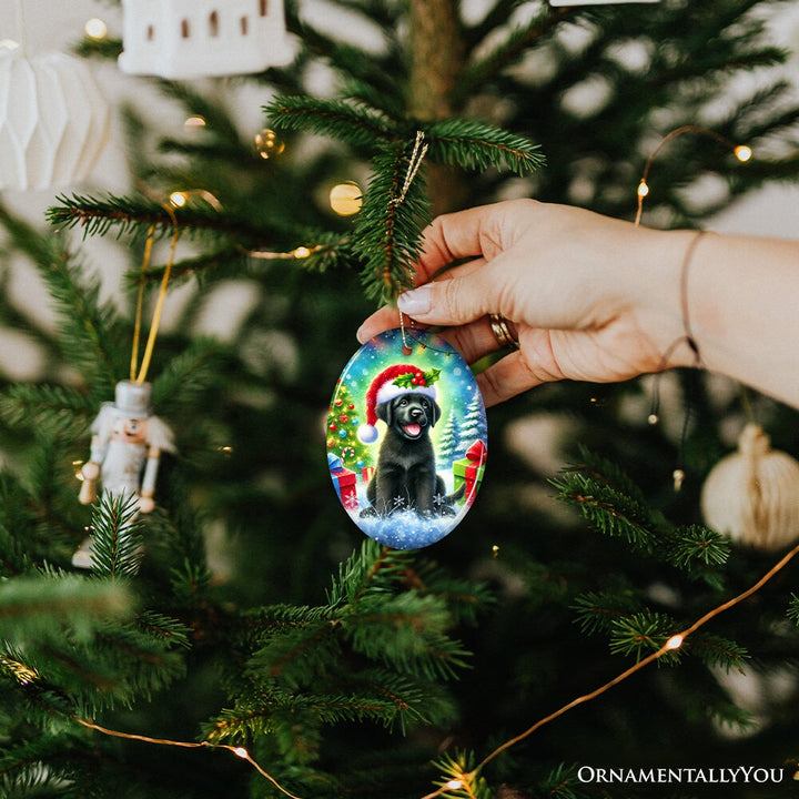 Sparkling Yuletide Black Labrador Retriever Ornament, Joyful Christmas Gift Ceramic Ornament OrnamentallyYou