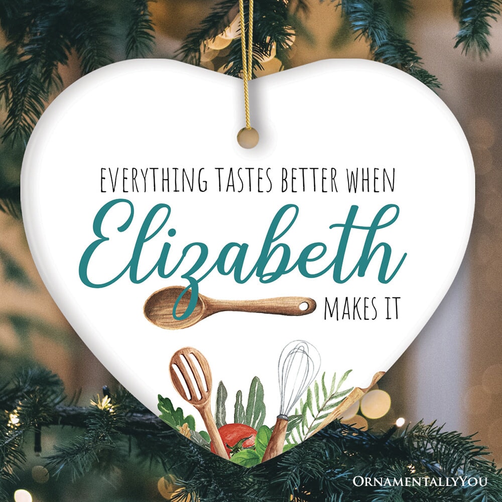 Cooking Quote Customized Gift for Chef, Family Cook Christmas Ornament Ceramic Ornament OrnamentallyYou Heart