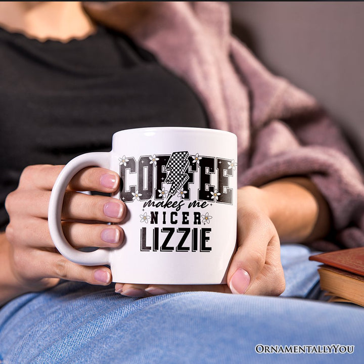 Coffee Makes Me Nicer Personalized Mug, Retro Caffeine Lovers Gift with Custom Name Personalized Ceramic Mug OrnamentallyYou