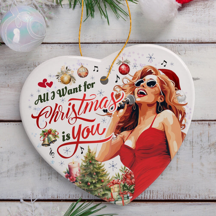 All I Want for Christmas is You Elegant Artistic Musical Christmas Ornament, Classic Tree Decoration Ceramic Ornament OrnamentallyYou