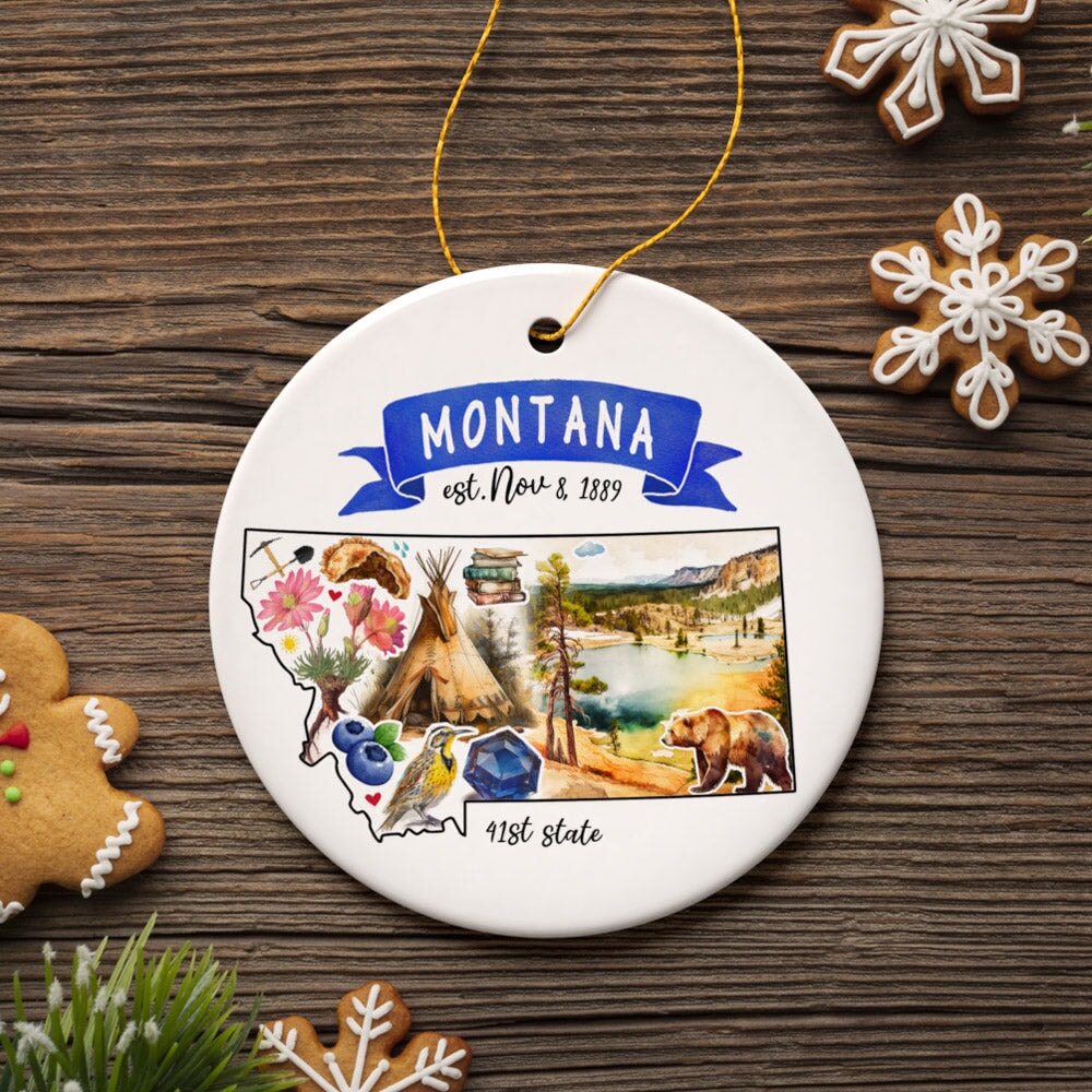 Artistic Montana State Themes and Landmarks Christmas Ornament Ceramic Ornament OrnamentallyYou 