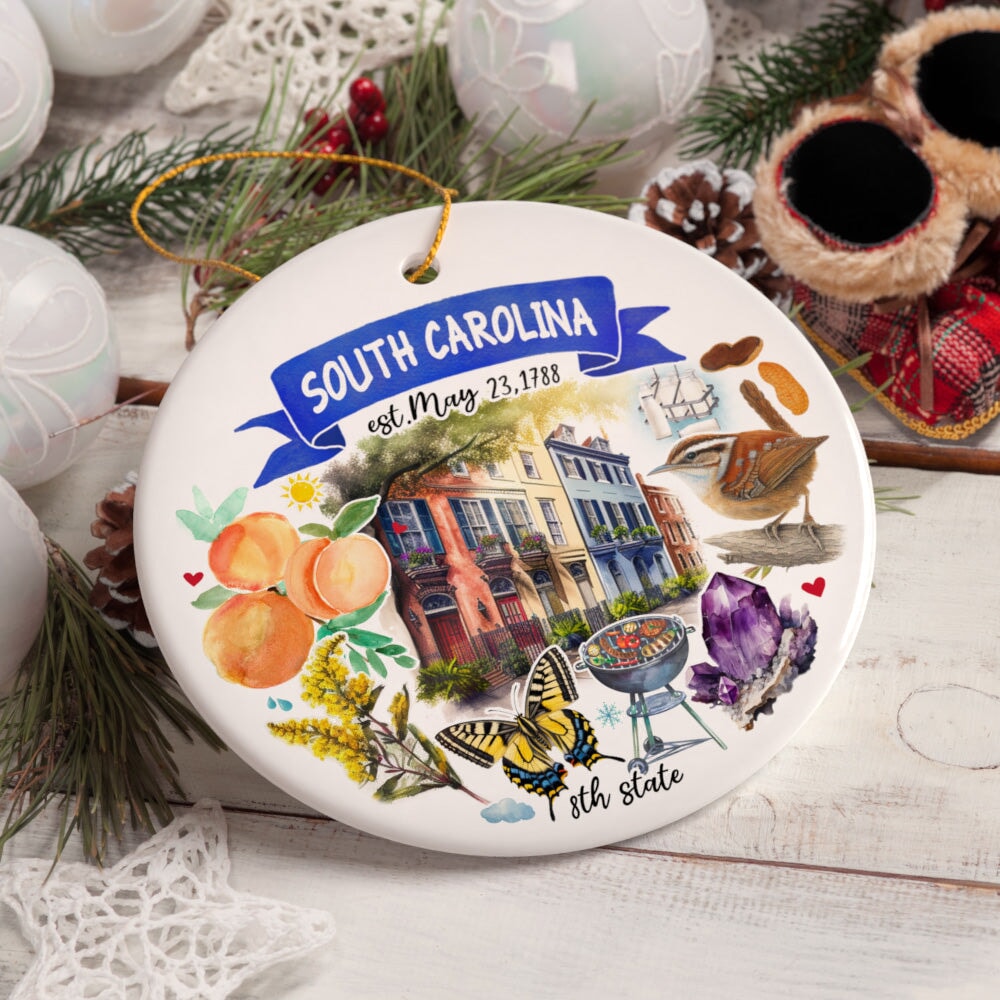 Artistic South Carolina State Themes and Landmarks Christmas Ornament Ceramic Ornament OrnamentallyYou