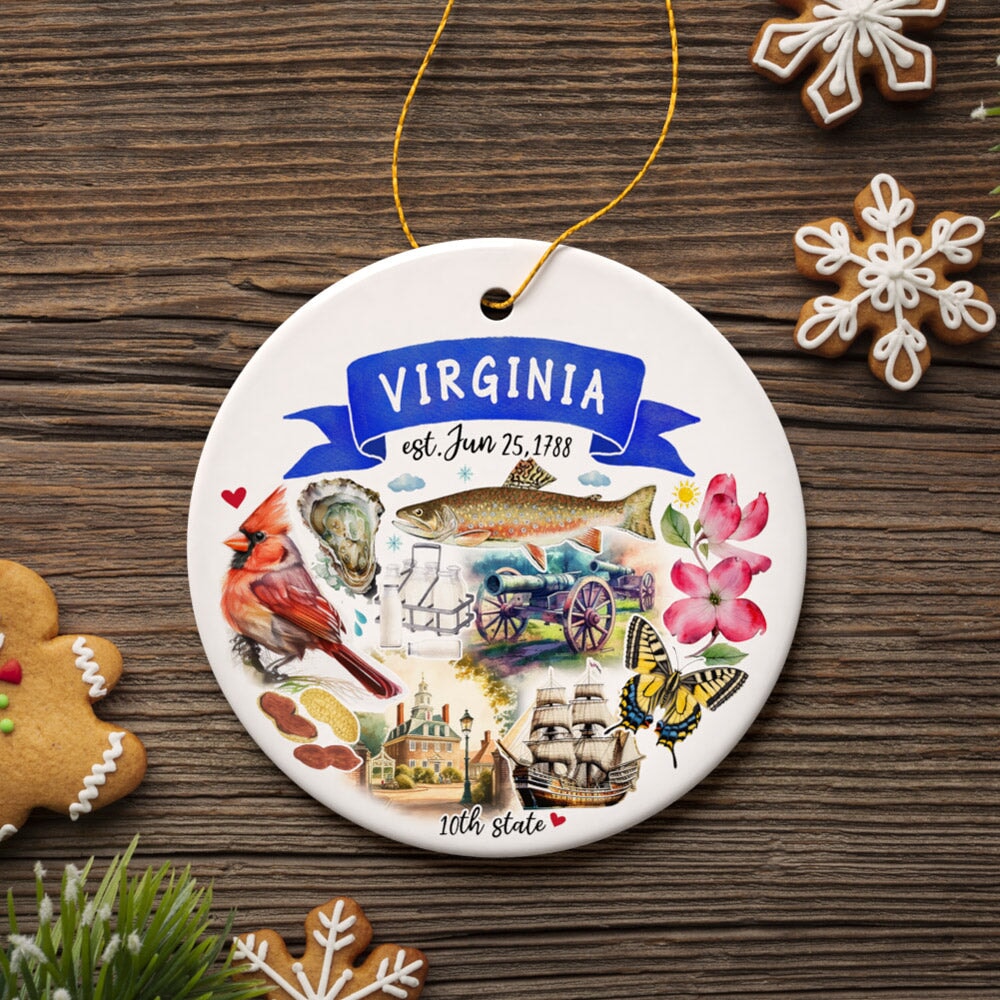 Artistic Virginia State Themes and Landmarks Christmas Ornament Ceramic Ornament OrnamentallyYou 