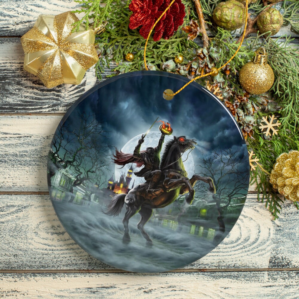 The Headless Horseman Spooky Halloween Ornament, The Legend of Sleepy Hollow Ceramic Ornament OrnamentallyYou