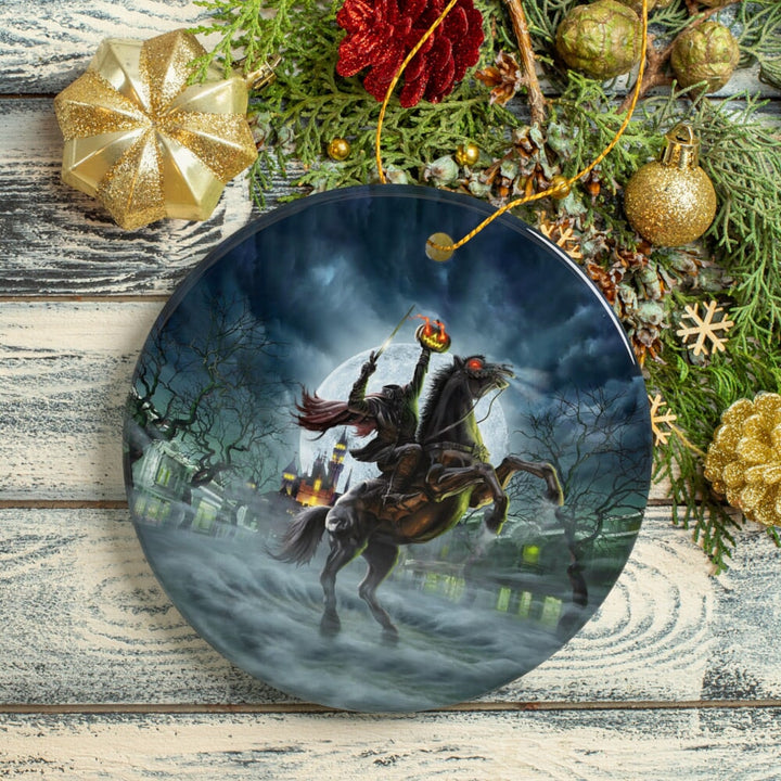 The Headless Horseman Spooky Halloween Ornament, The Legend of Sleepy Hollow Ceramic Ornament OrnamentallyYou