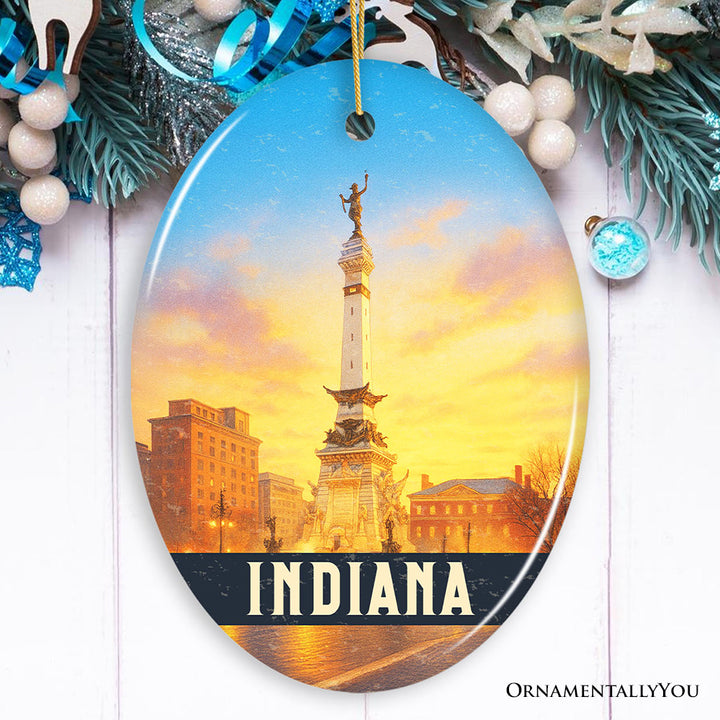 Historic Indiana Soldiers and Sailors Monument Ornament, Patriotic Christmas Gift and Indianapolis Landmark Souvenir