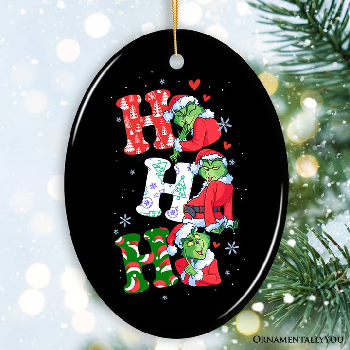 Ho Ho Ho Christmas Ornament Ceramic Ornament OrnamentallyYou Oval