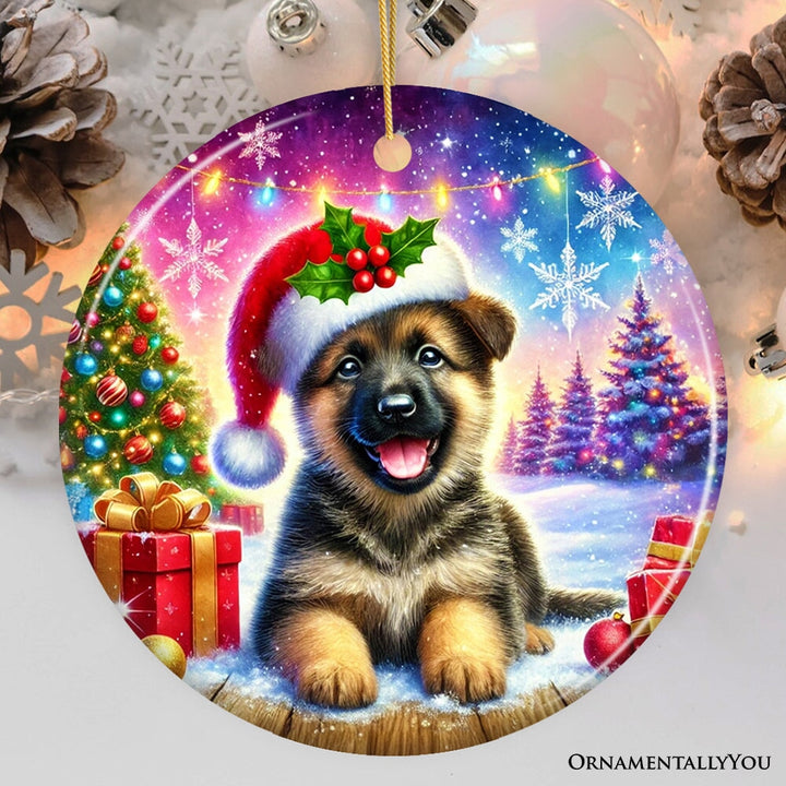 Winter Wonderland German Shepherd Ornament, Gift and Decor for Cozy Christmas Ceramic Ornament OrnamentallyYou