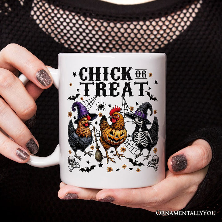 Halloween Chickens Personalized Mug, Chick or Treat Funny Farmhouse Custom Gift Personalized Ceramic Mug OrnamentallyYou 12 oz Non-Customized