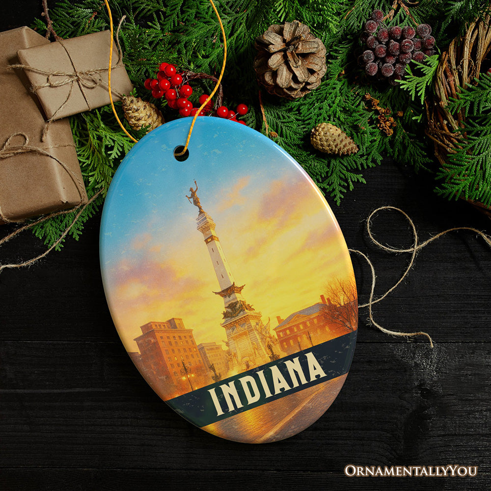 Historic Indiana Soldiers and Sailors Monument Ornament, Patriotic Christmas Gift and Indianapolis Landmark Souvenir