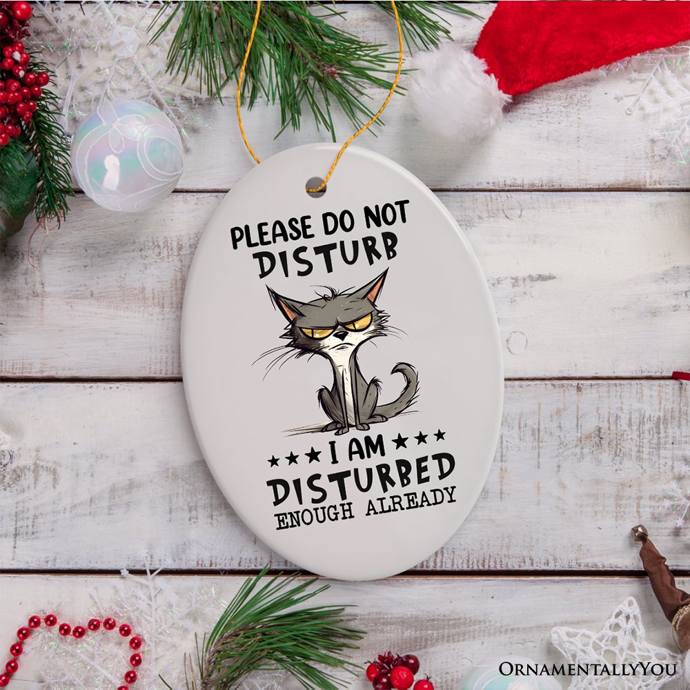 Please Do Not Disturb Quirky Cat Ornament, Cute and Funny Christmas Gift Ceramic Ornament OrnamentallyYou
