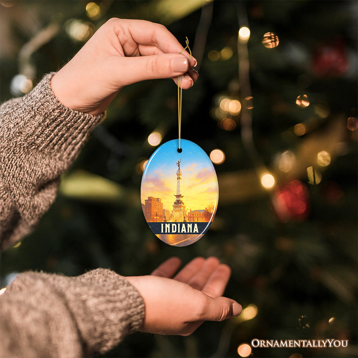 Historic Indiana Soldiers and Sailors Monument Ornament, Patriotic Christmas Gift and Indianapolis Landmark Souvenir