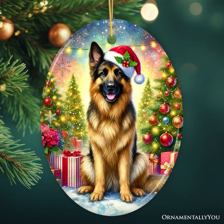 Winter Wonderland German Shepherd Ornament, Gift and Decor for Cozy Christmas Ceramic Ornament OrnamentallyYou