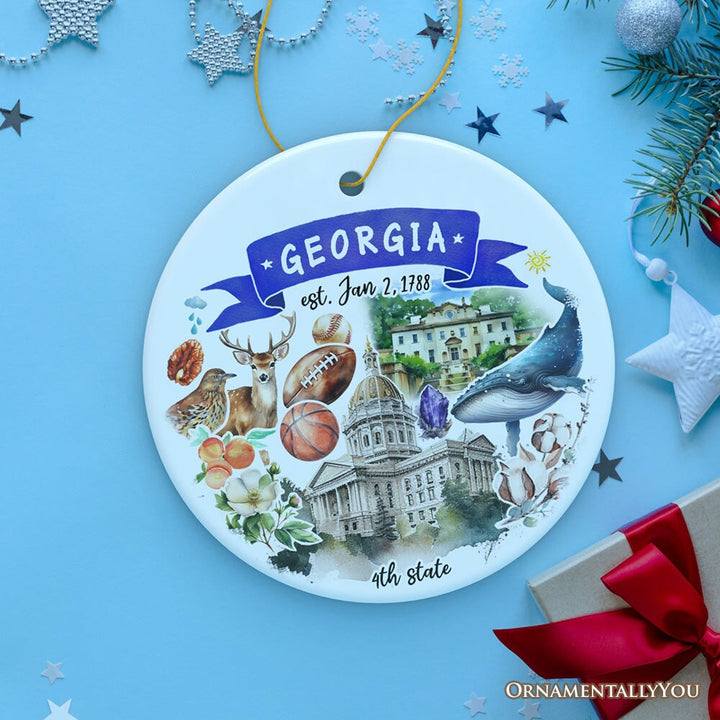 Artistic Georgia State Themes and Landmarks Christmas Ornament Ceramic Ornament OrnamentallyYou