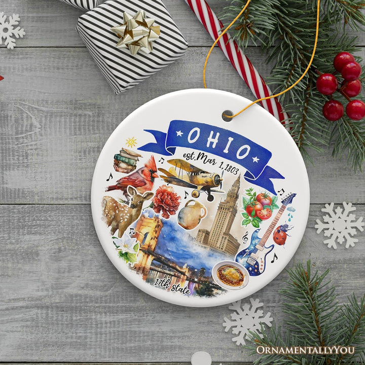 Artistic Ohio State Themes and Landmarks Christmas Ornament Ceramic Ornament OrnamentallyYou