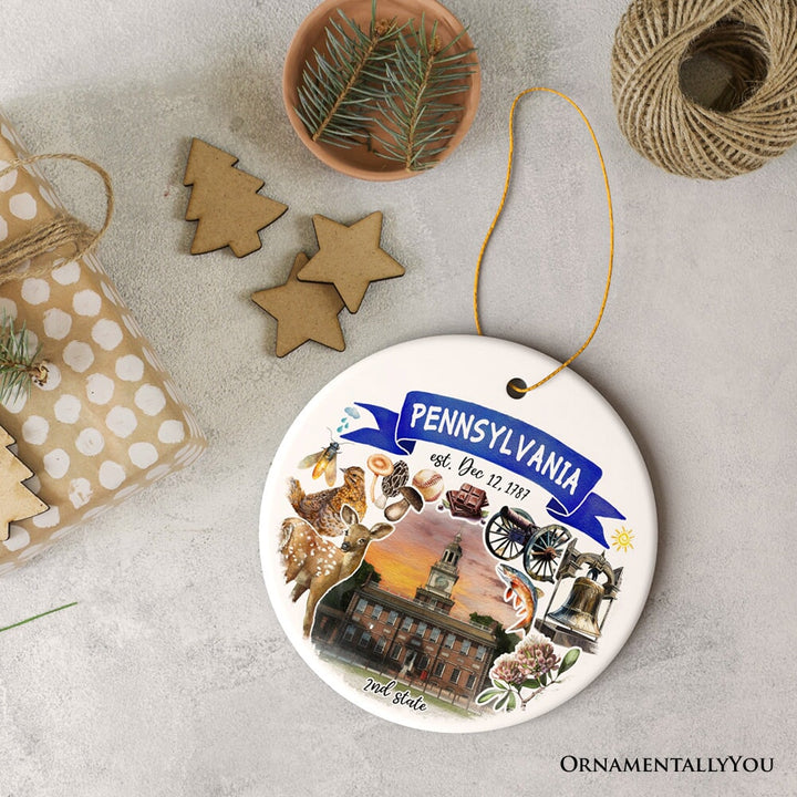 Artistic Pennsylvania State Themes and Landmarks Christmas Ornament Ceramic Ornament OrnamentallyYou