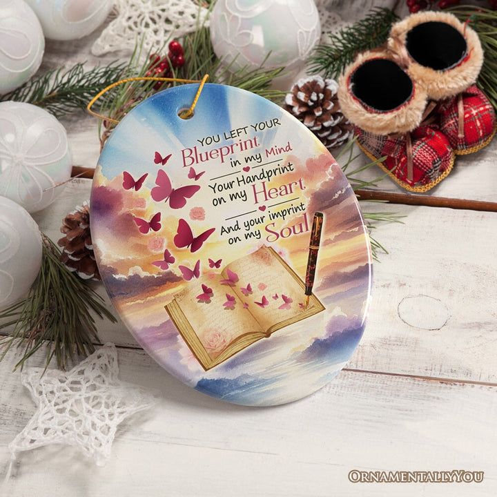 Blueprint in Mind, Heart and Soul Ornament, Heavenly Christmas Memorial Gift Ceramic Ornament OrnamentallyYou
