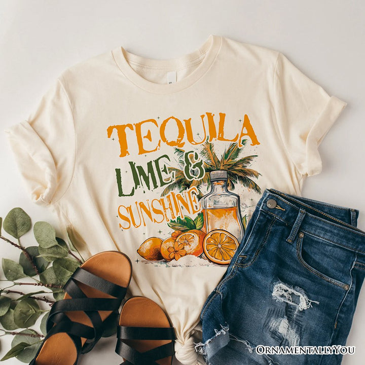 Tequila Lime & Sunshine T-Shirt, Trendy White and Natural Summer Drinking Tee T-Shirts OrnamentallyYou Natural XS