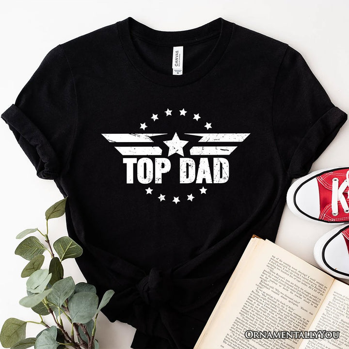 Top Dad Military Star T-Shirt, White and Black Patriotic Tee for Heroic and Proud Fathers T-Shirts OrnamentallyYou Black XS