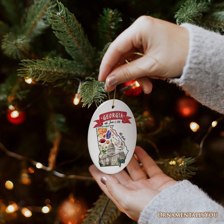 Artistic Georgia State Themes and Landmarks Christmas Ornament Ceramic Ornament OrnamentallyYou