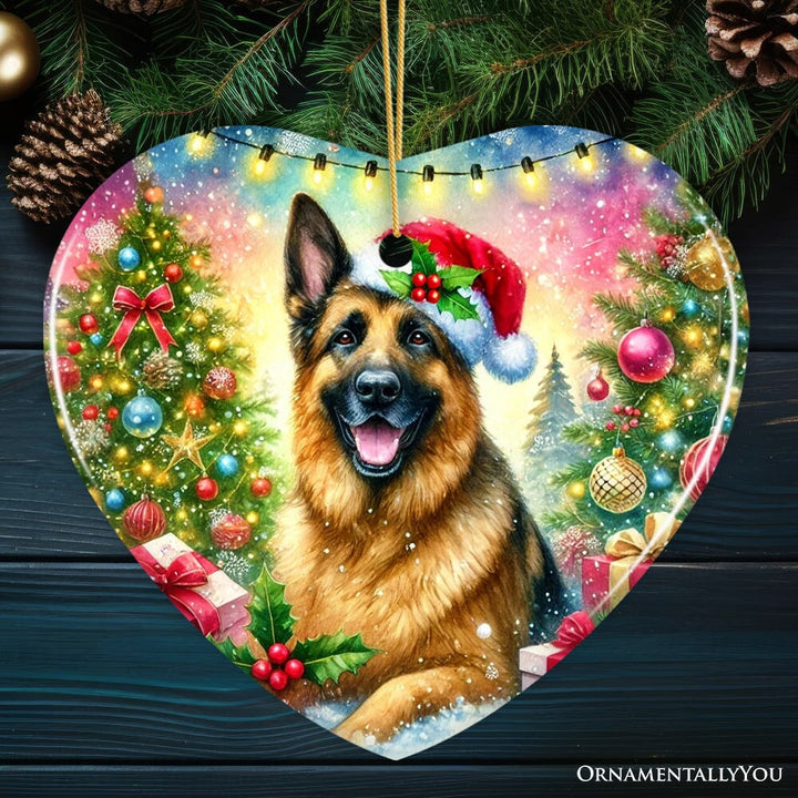 Winter Wonderland German Shepherd Ornament, Gift and Decor for Cozy Christmas Ceramic Ornament OrnamentallyYou