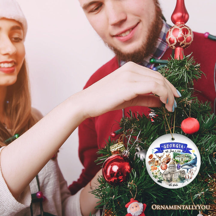Artistic Georgia State Themes and Landmarks Christmas Ornament Ceramic Ornament OrnamentallyYou