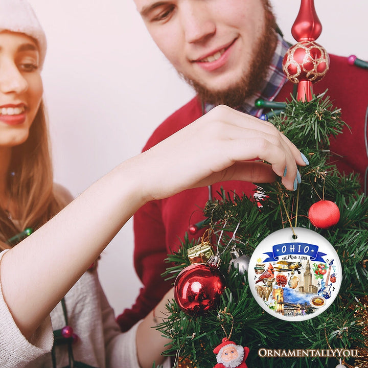 Artistic Ohio State Themes and Landmarks Christmas Ornament Ceramic Ornament OrnamentallyYou
