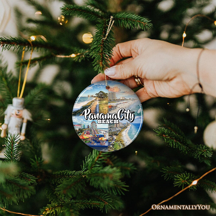 Panama City Beach Tropical Paradise Ornament, Florida Coastal Christmas Gift and Souvenir Ceramic Ornament OrnamentallyYou
