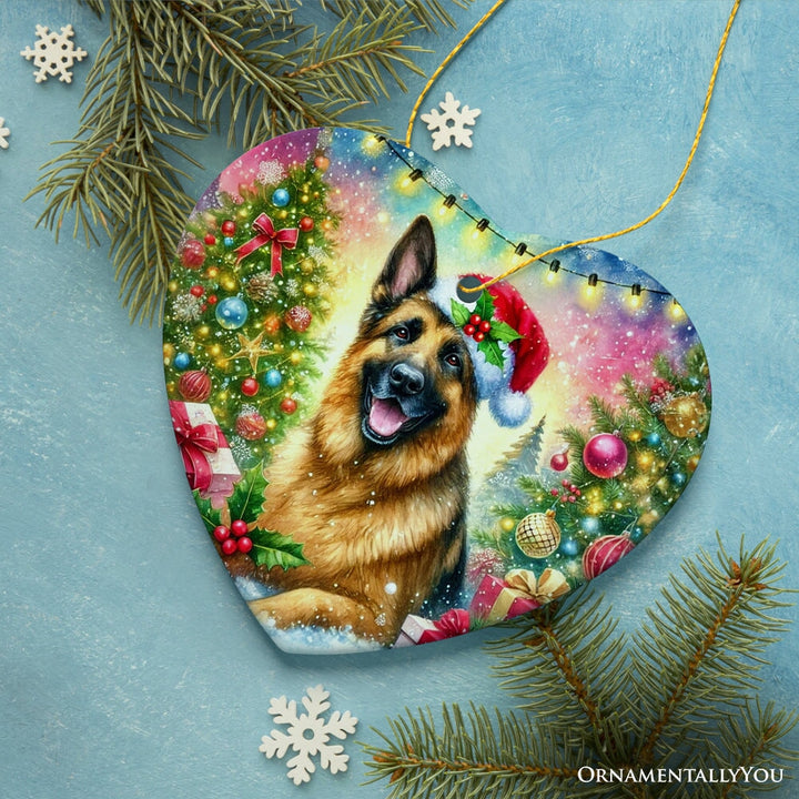 Winter Wonderland German Shepherd Ornament, Gift and Decor for Cozy Christmas Ceramic Ornament OrnamentallyYou