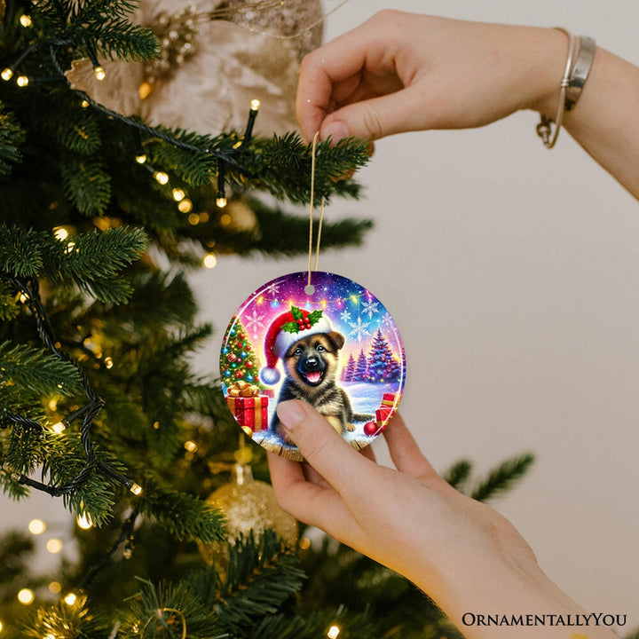 Winter Wonderland German Shepherd Ornament, Gift and Decor for Cozy Christmas Ceramic Ornament OrnamentallyYou
