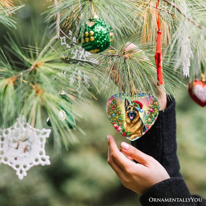 Winter Wonderland German Shepherd Ornament, Gift and Decor for Cozy Christmas Ceramic Ornament OrnamentallyYou
