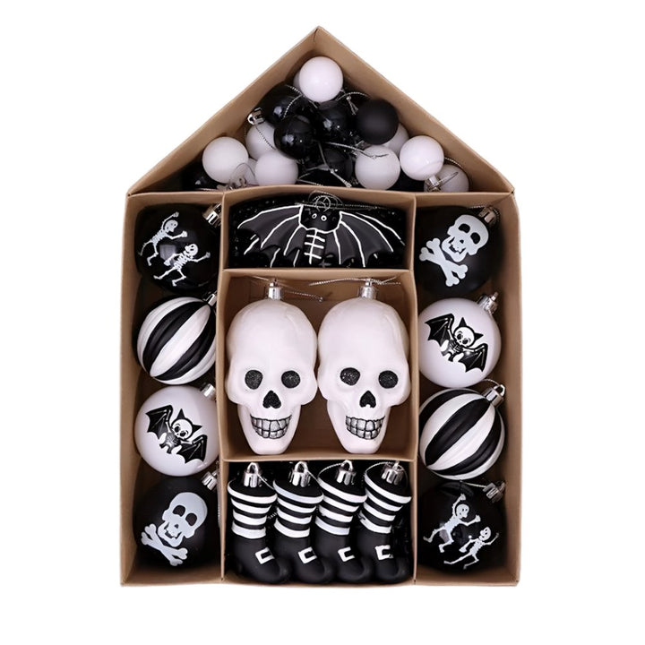 Halloween Skeleton Black and White Ornament Set Ornament Bundle OrnamentallyYou