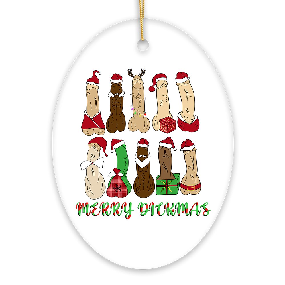 Hilarious and Dirty Merry Dickmas Christmas Ornament, Secret Santa Gift, Dark Humor Funny Mature Present Ceramic Ornament OrnamentallyYou