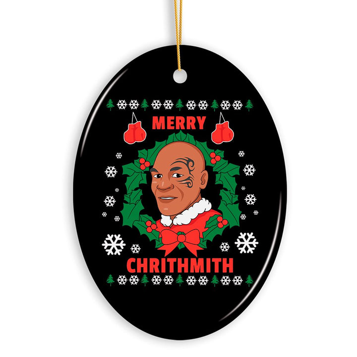 Merry Chrithmith Funny Boxing Meme Christmas Ornament, Humorous Christmas Gift Ceramic Ornament OrnamentallyYou