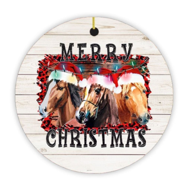 Merry Christmas Horse Stable Christmas Ornament Ceramic Ornament OrnamentallyYou