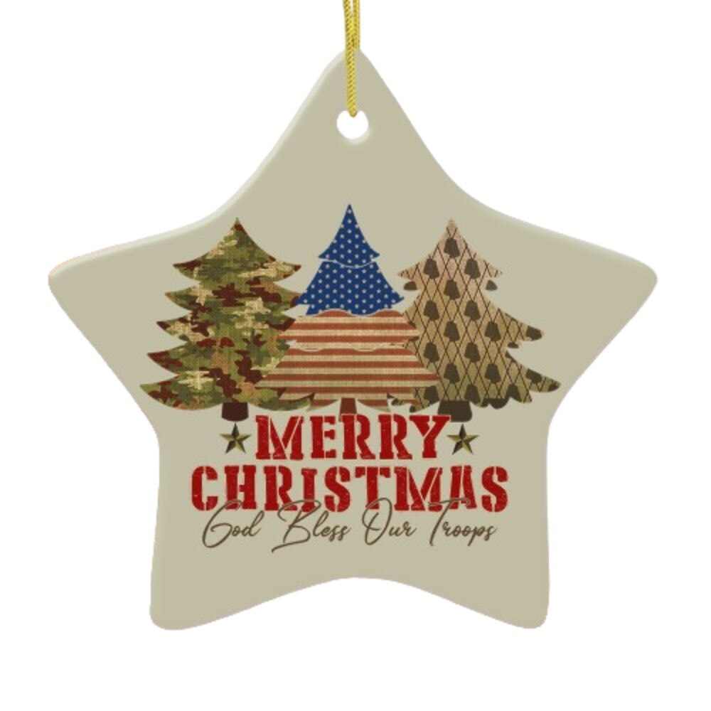 God Bless Our Troops American Military Christmas Ornament Ceramic Ornament OrnamentallyYou