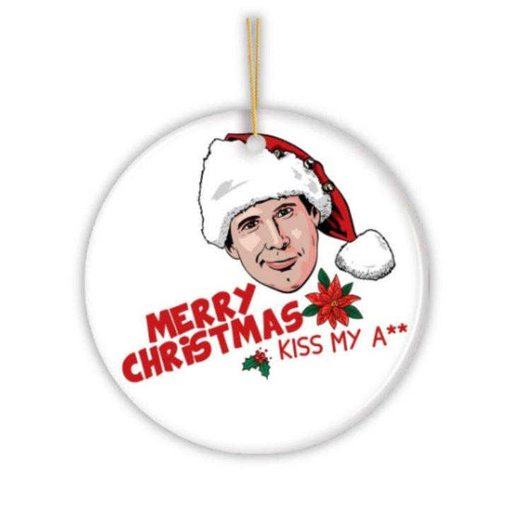 Hilarious Dirty Joke Merry Christmas Kiss My Ass Ornament, Shitters Full Ceramic Ornament OrnamentallyYou