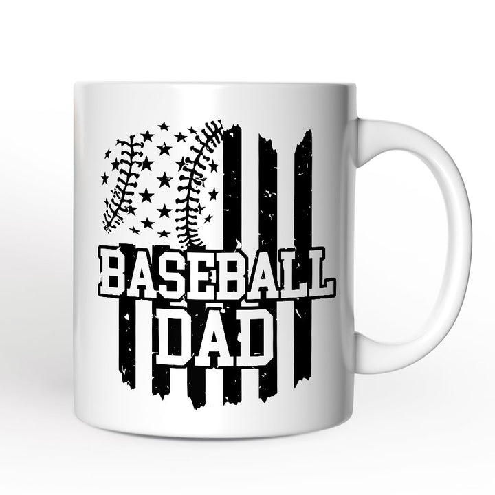 Baseball Dad Personalized Mug, Patriotic Gift for Sports Fathers with Custom Name Personalized Ceramic Mug OrnamentallyYou