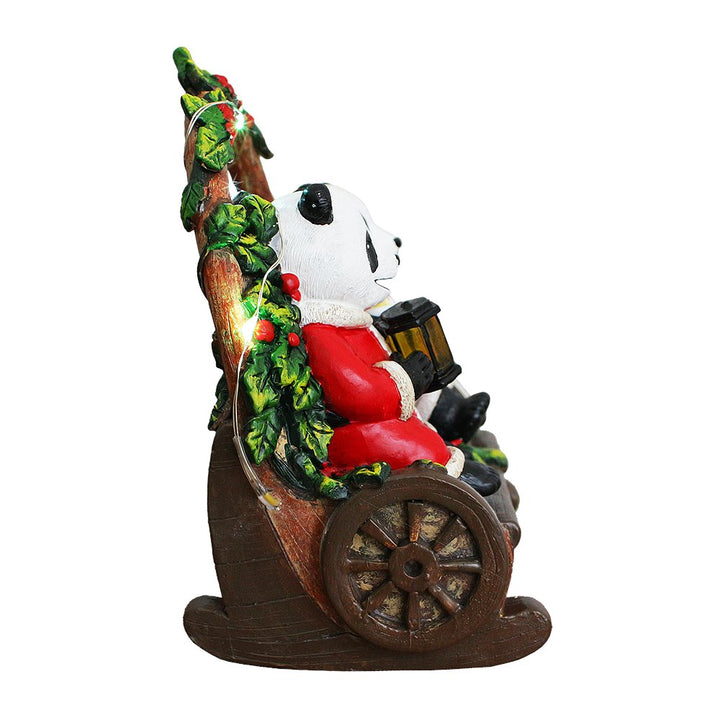 (Pre-Order) Nostalgic Panda Duo Festive Lighted Figurine, 6" LED Christmas Bear Statue Resin Statues OrnamentallyYou